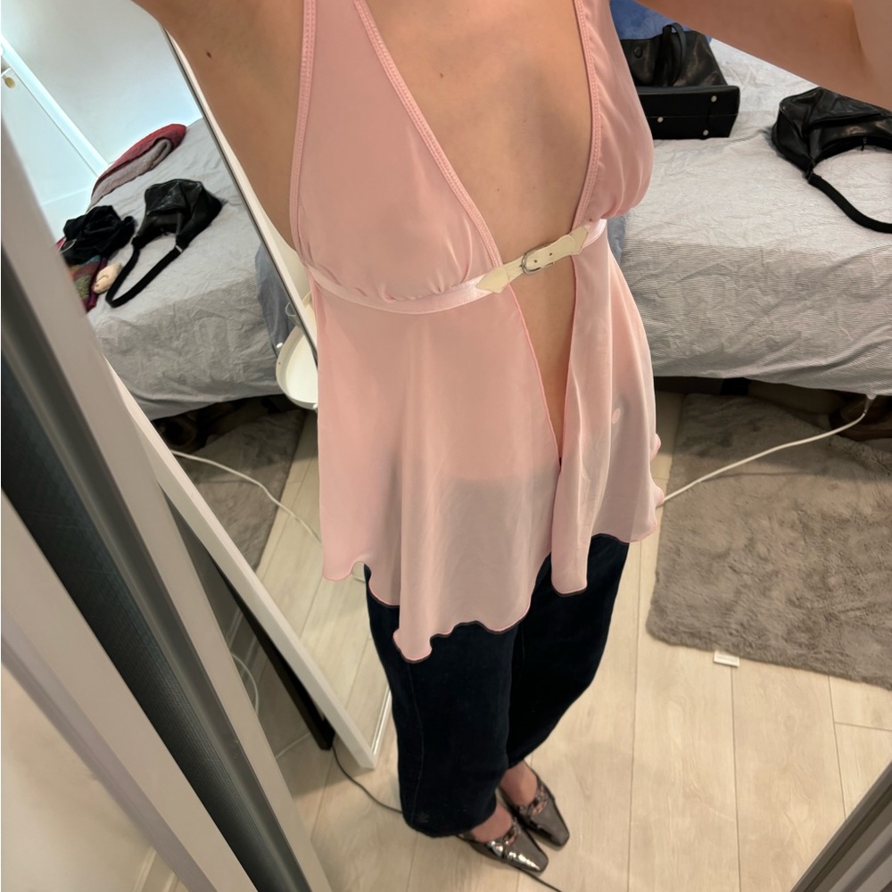 Elegant Pink Halter Blouse
